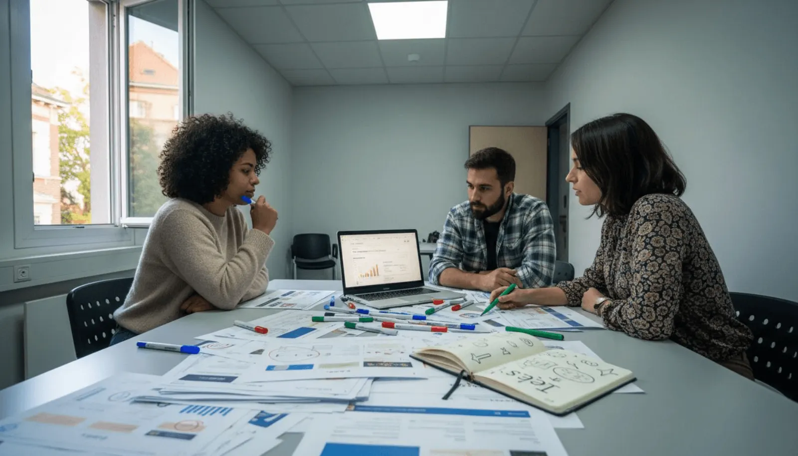 Réunion d’équipe dédiée à l’élaboration de la stratégie SEO.