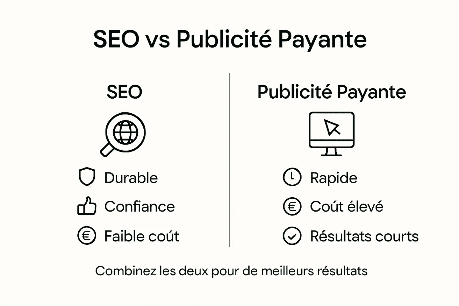 Infographie : SEO ou publicité payante, quel levier privilégier ?