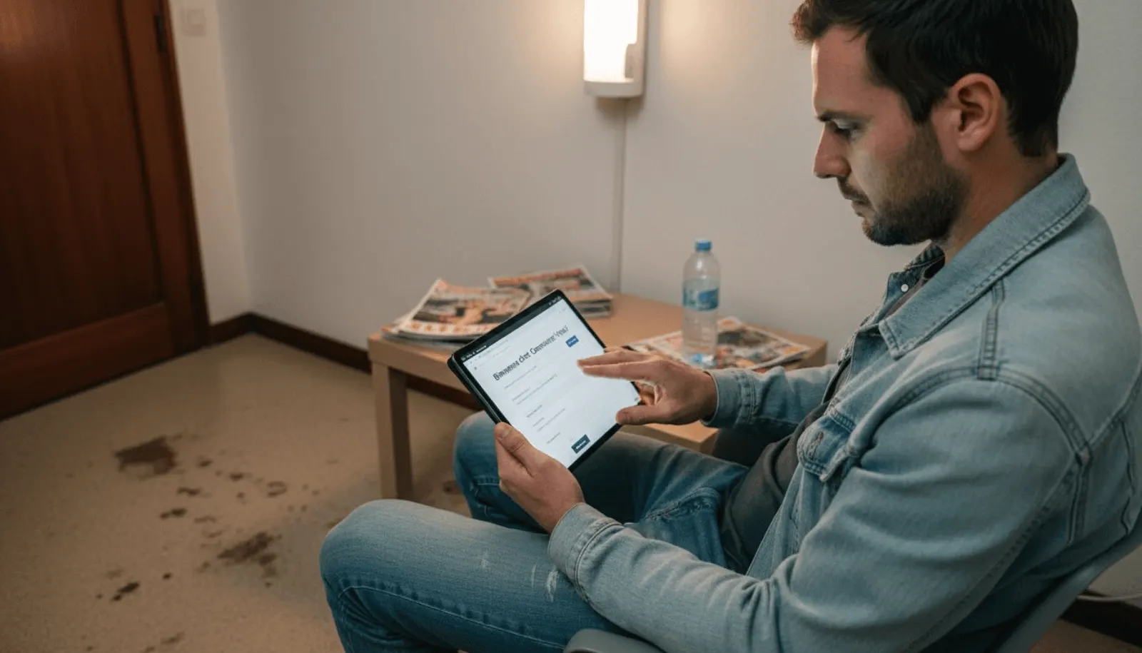 Un homme en train d’évaluer l’ergonomie d’un site web sur une tablette.